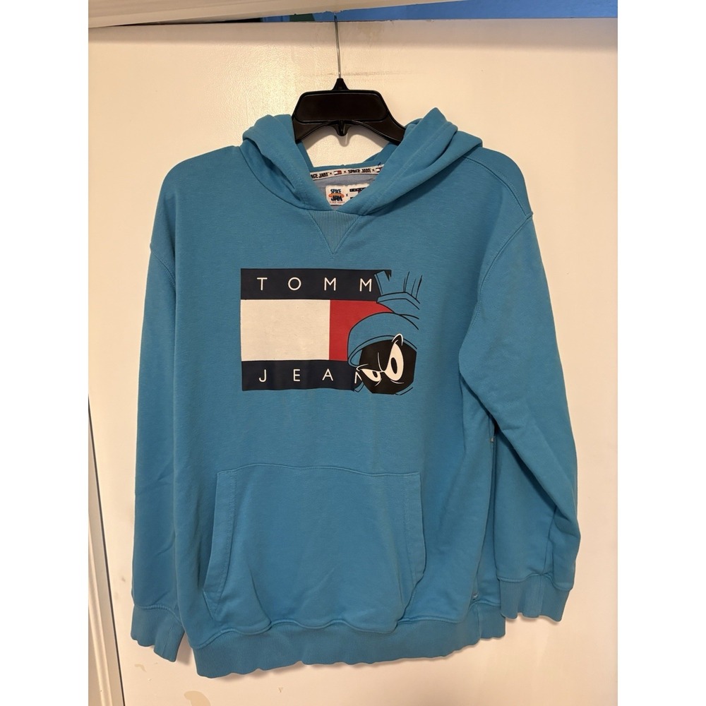 Kids XL Space Jam New Legacy Tommy Hilfiger Sweater Hoodie Blue Looney Tunes